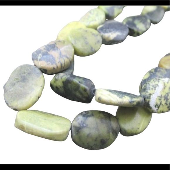 Vintage Sterling Double Strand Chunky Oval Fuchcite Necklace - Picture 3 of 10